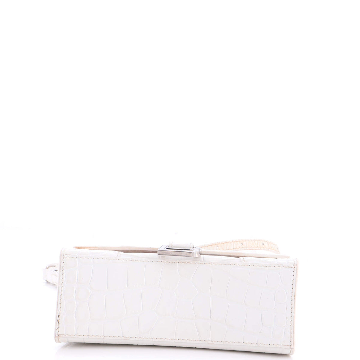 Hourglass Top Handle Bag Crocodile Embossed Leather XS