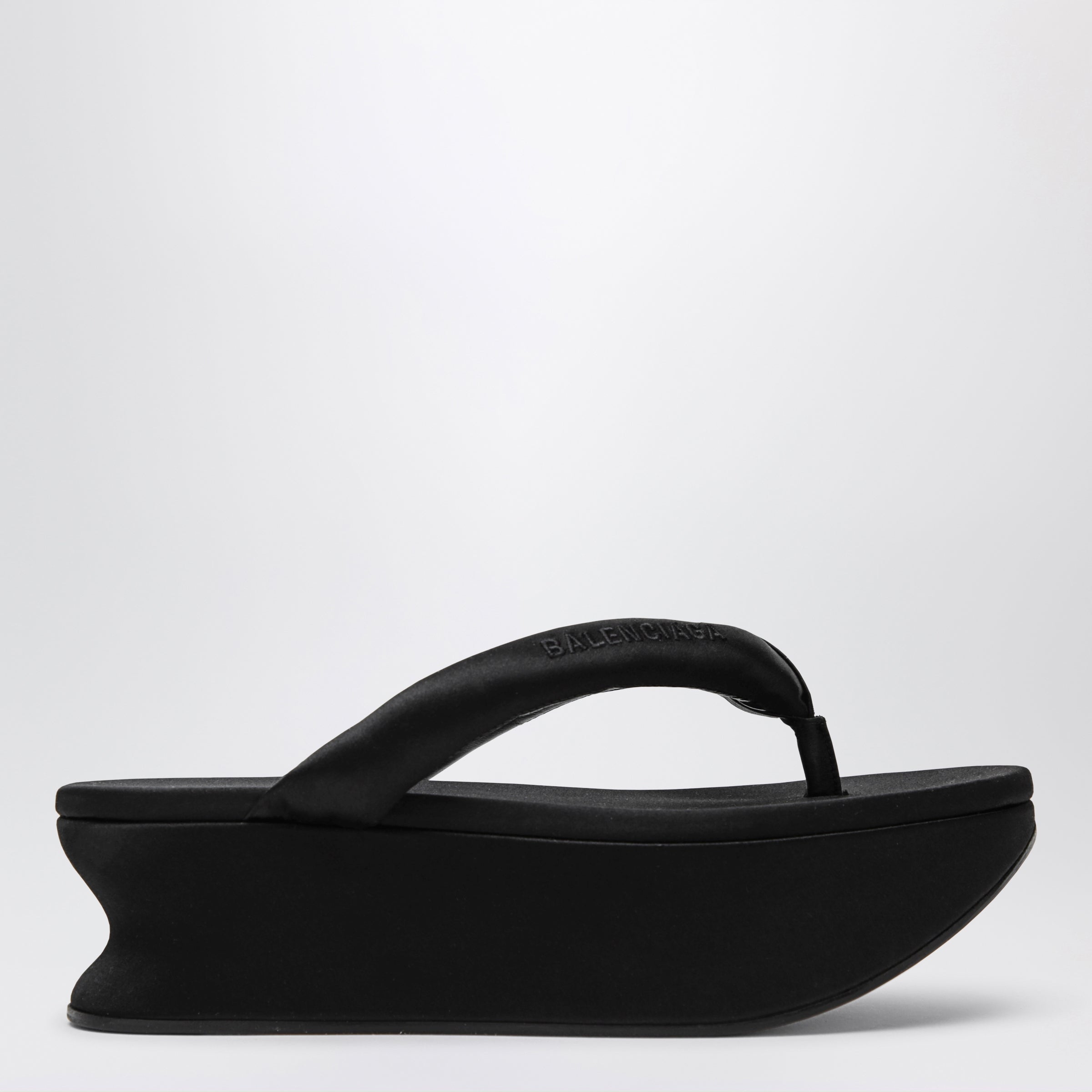 Balenciaga Gaeta Thong Sandals In Satin, Black Women