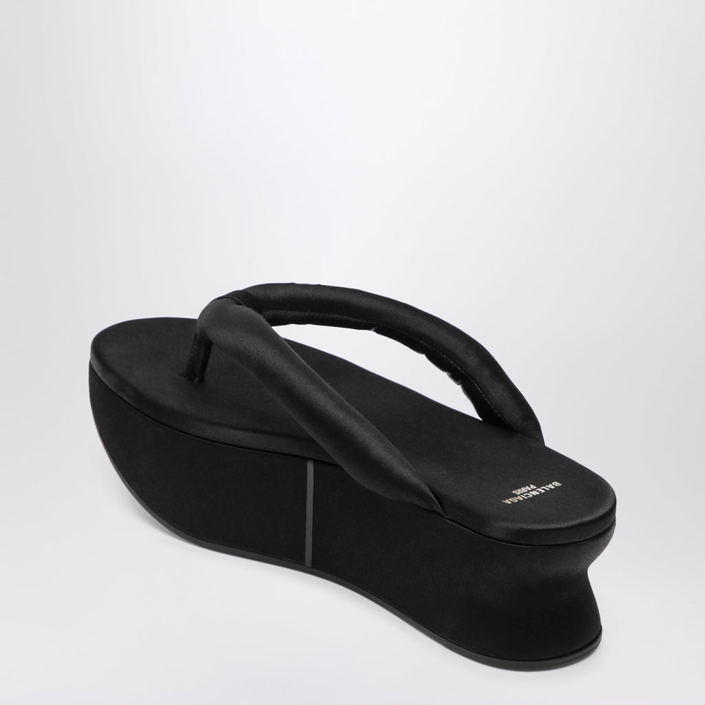 Balenciaga Gaeta Thong Sandals In Satin, Black Women