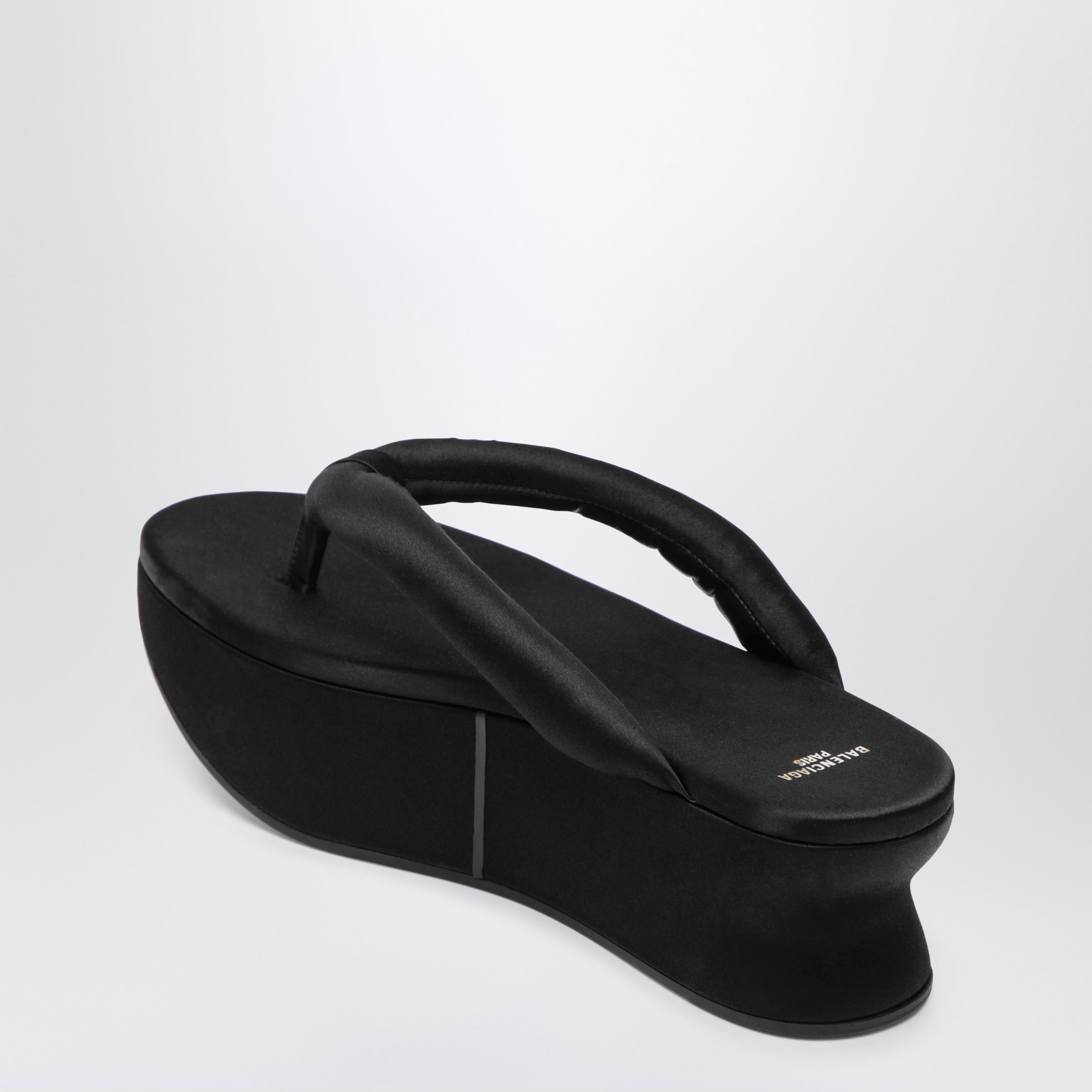 Balenciaga Gaeta Thong Sandals In Satin, Black Women