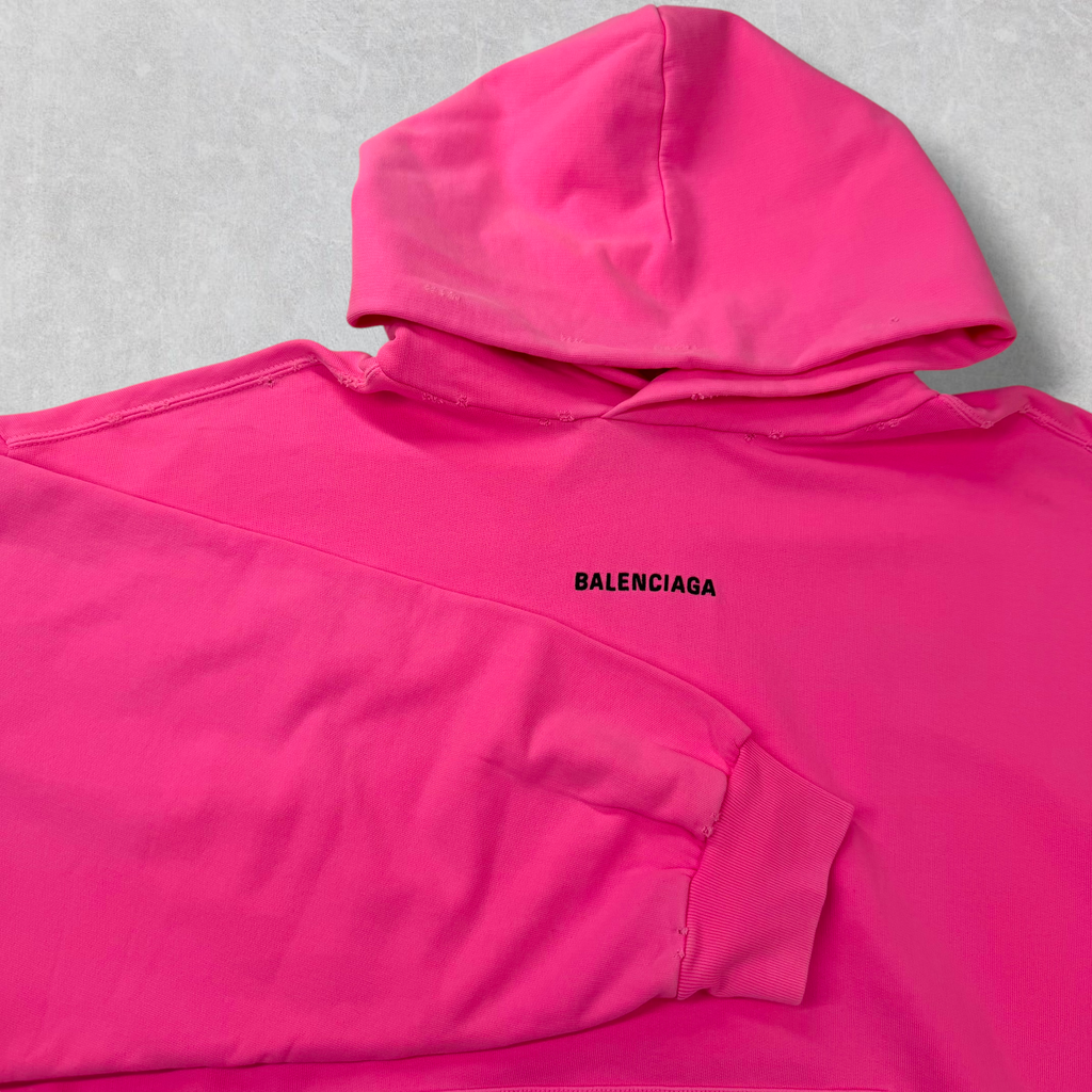 Balenciaga Back Print Bright Pink Medium Fit Hoodie Women
