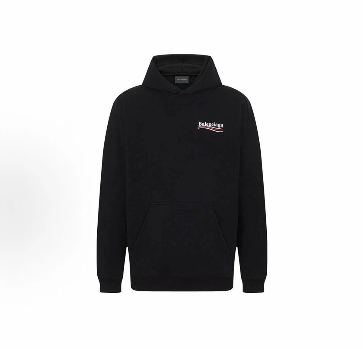 Balenciaga Wave Logo Pullover Hoodie Oversized Unisex Black Sweatshirt