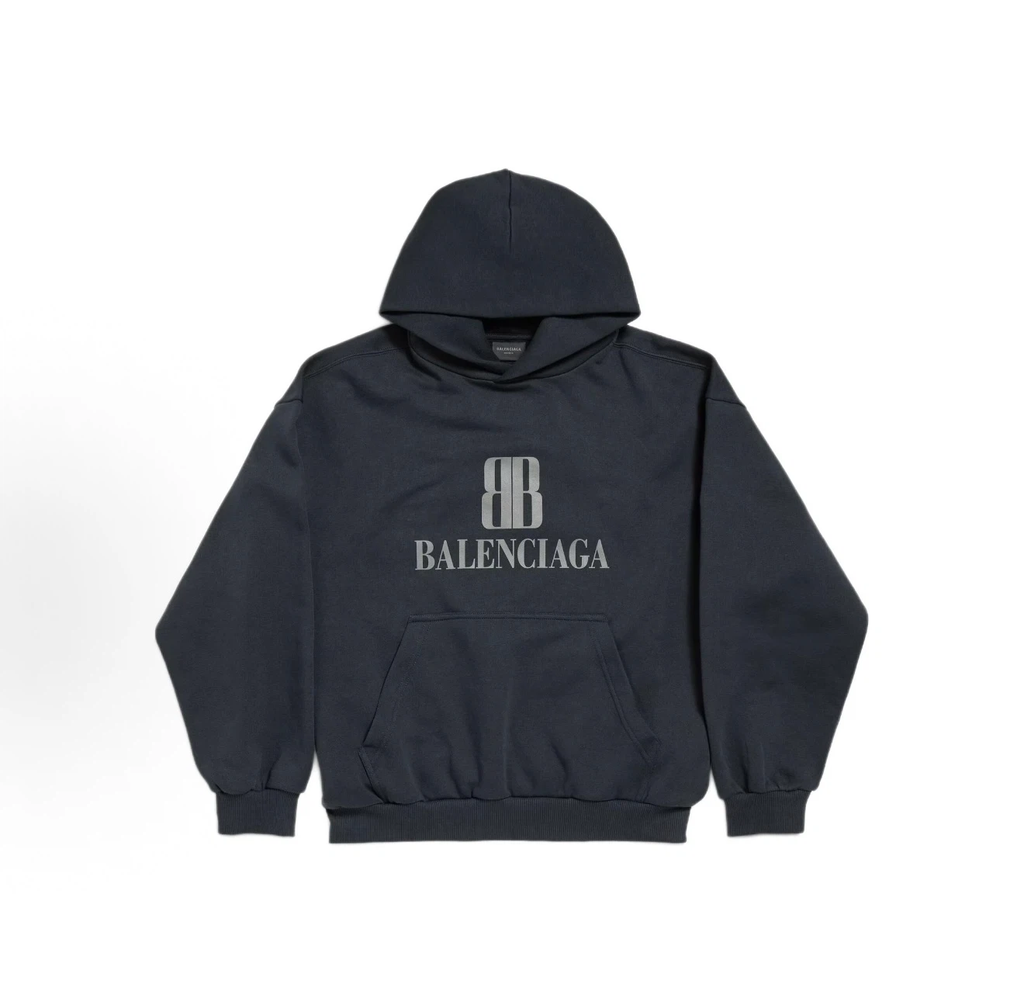 Balenciaga BB Logo Hoodie Unisex Dark Navy