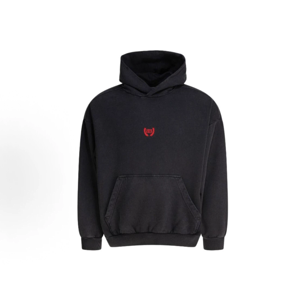 Balenciaga BB Crest Embroidered Hoodie Unisex Black