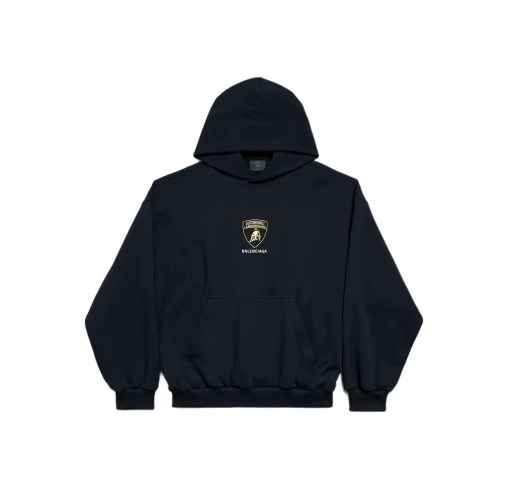 Balenciaga x Lamborghini Shield Logo Hoodie Unisex Navy Blue