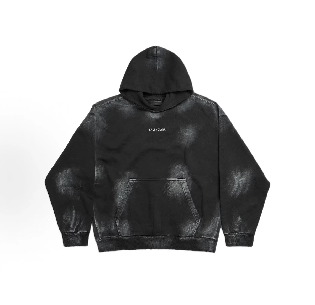 Balenciaga Tie‑Dye Washed Logo Hoodie Unisex Black