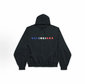 Balenciaga Tricolor Logo Distressed Hoodie Unisex Black
