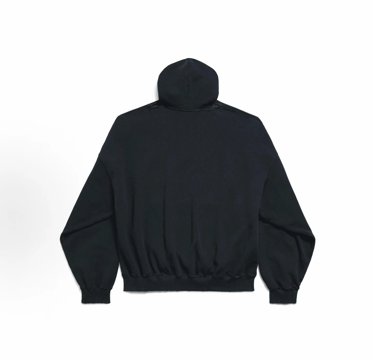 Balenciaga Tricolor Logo Distressed Hoodie Unisex Black
