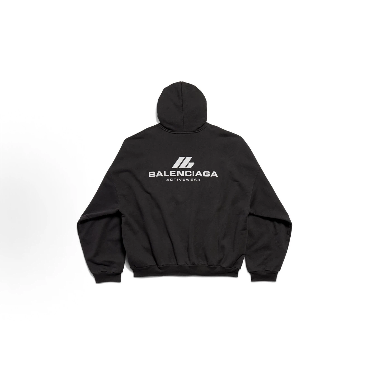 Balenciaga Activewear Logo Hoodie Oversized Unisex Black Sweatshirt