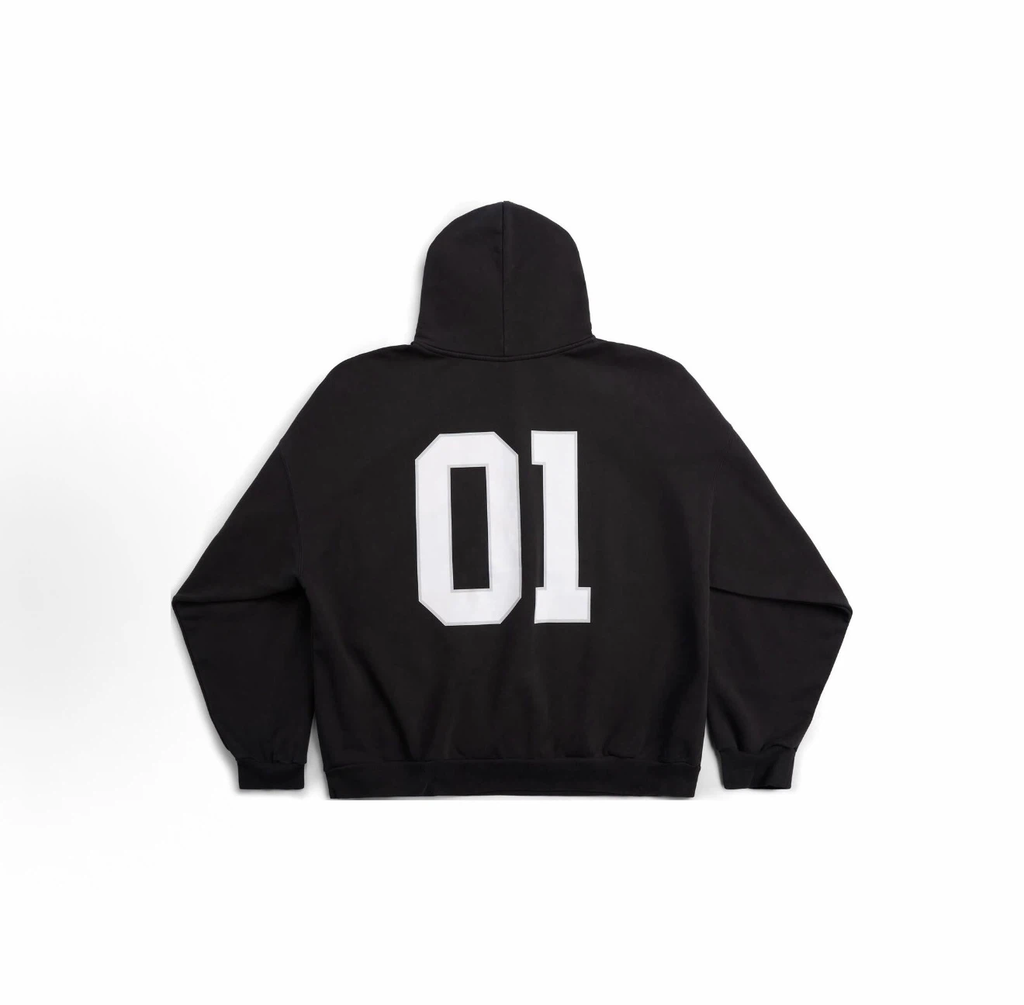 Balenciaga 01 Varsity Hoodie Unisex Black