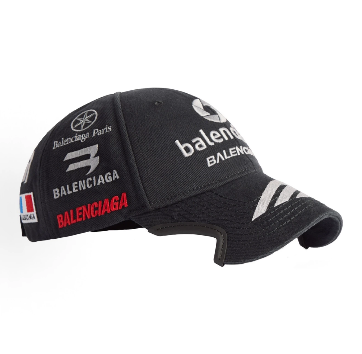 Balenciaga Racing Multi‑Patch Embroidered Baseball Cap Unisex Black