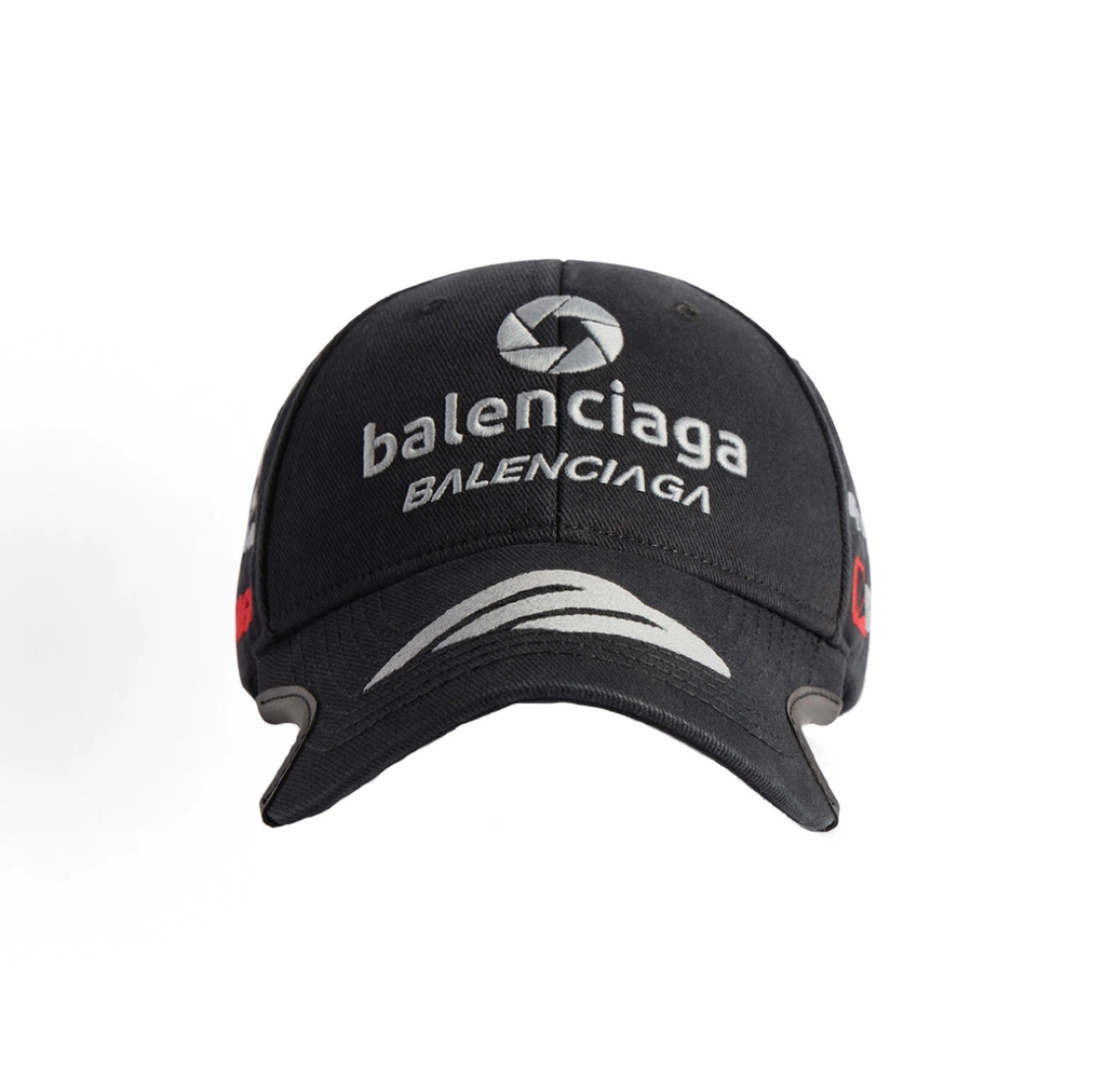 Balenciaga Racing Multi‑Patch Embroidered Baseball Cap Unisex Black