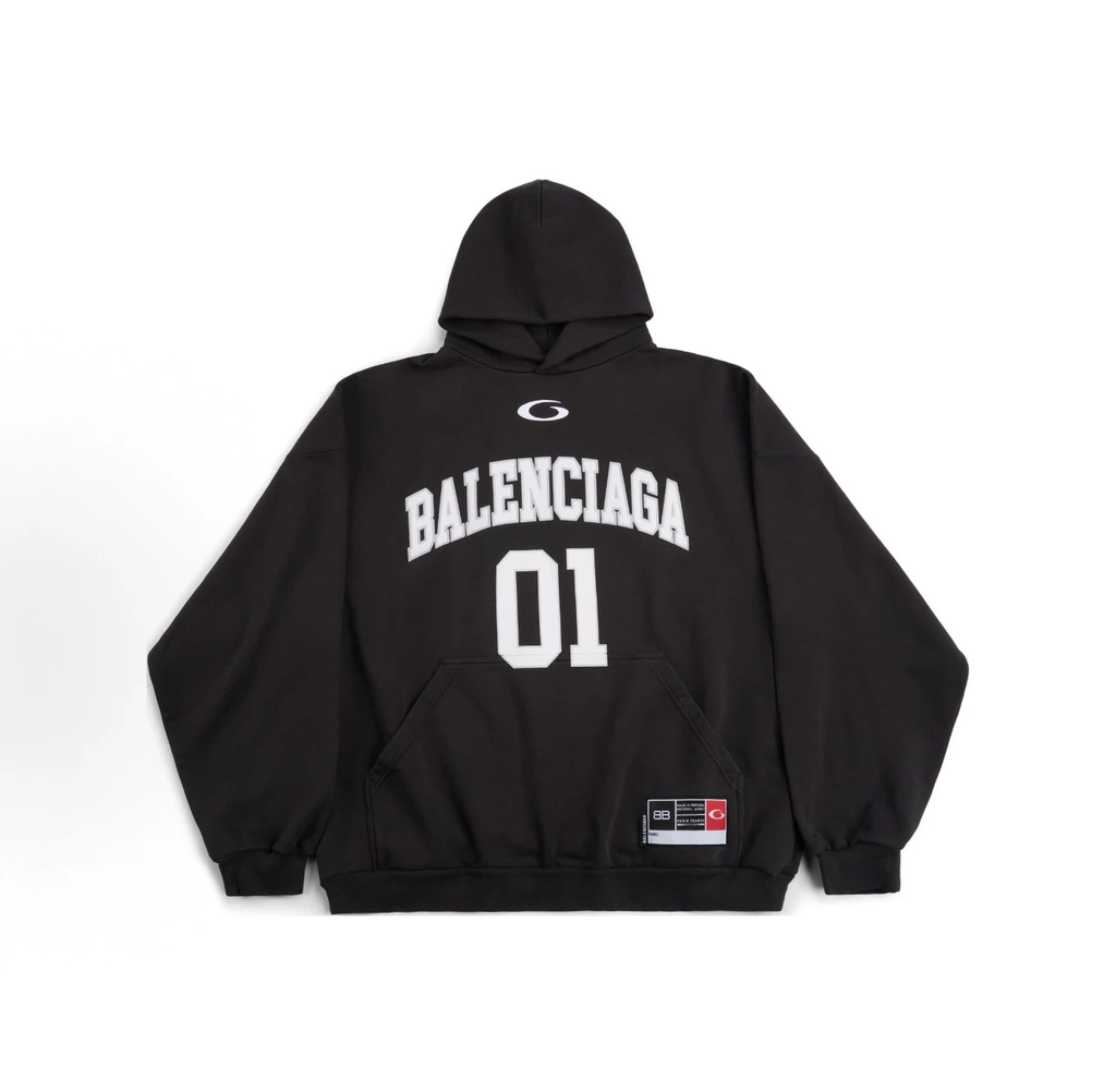 Balenciaga 01 Varsity Hoodie Unisex Black
