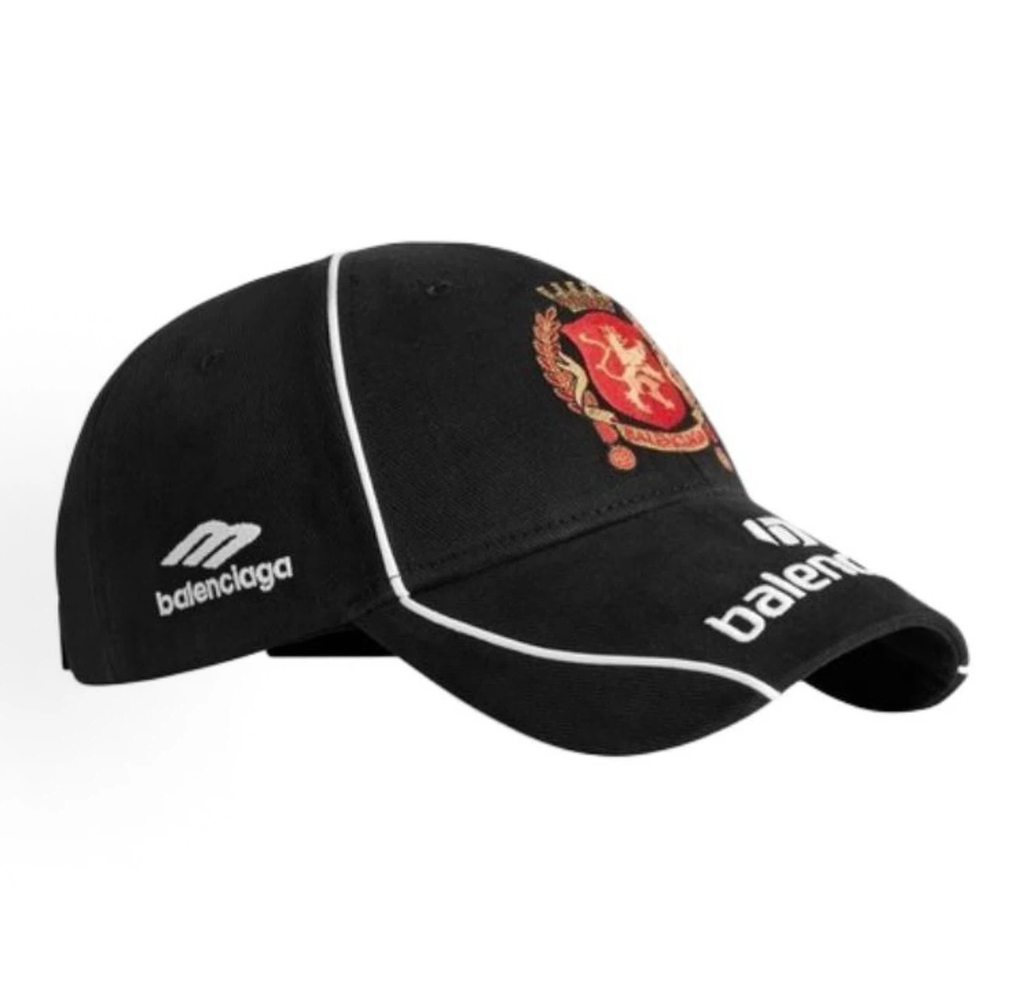 Balenciaga Racing Crest Embroidered Baseball Cap Unisex Black