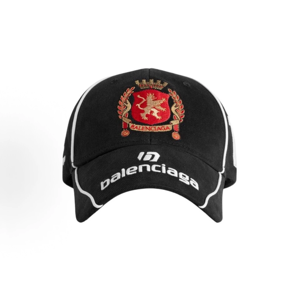 Balenciaga Racing Crest Embroidered Baseball Cap Unisex Black