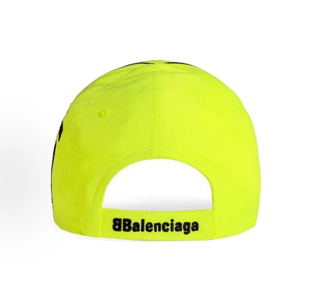 Balenciaga Racing Crest Embroidered Baseball Cap Unisex Neon Yellow