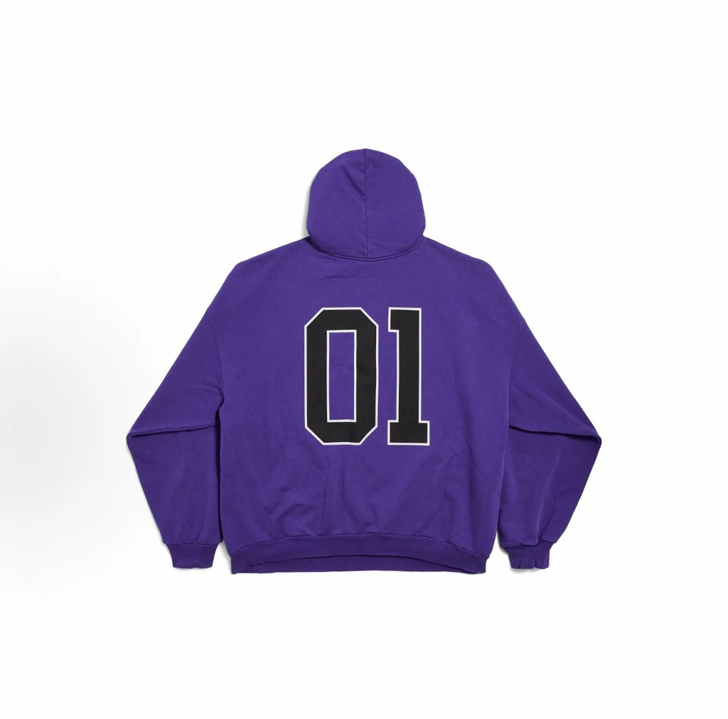 Balenciaga 01 Varsity Hoodie Unisex Purple
