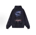 Balenciaga Vintage Distressed Eiffel Tower Graphic Hoodie Oversized Unisex Black Sweatshirt