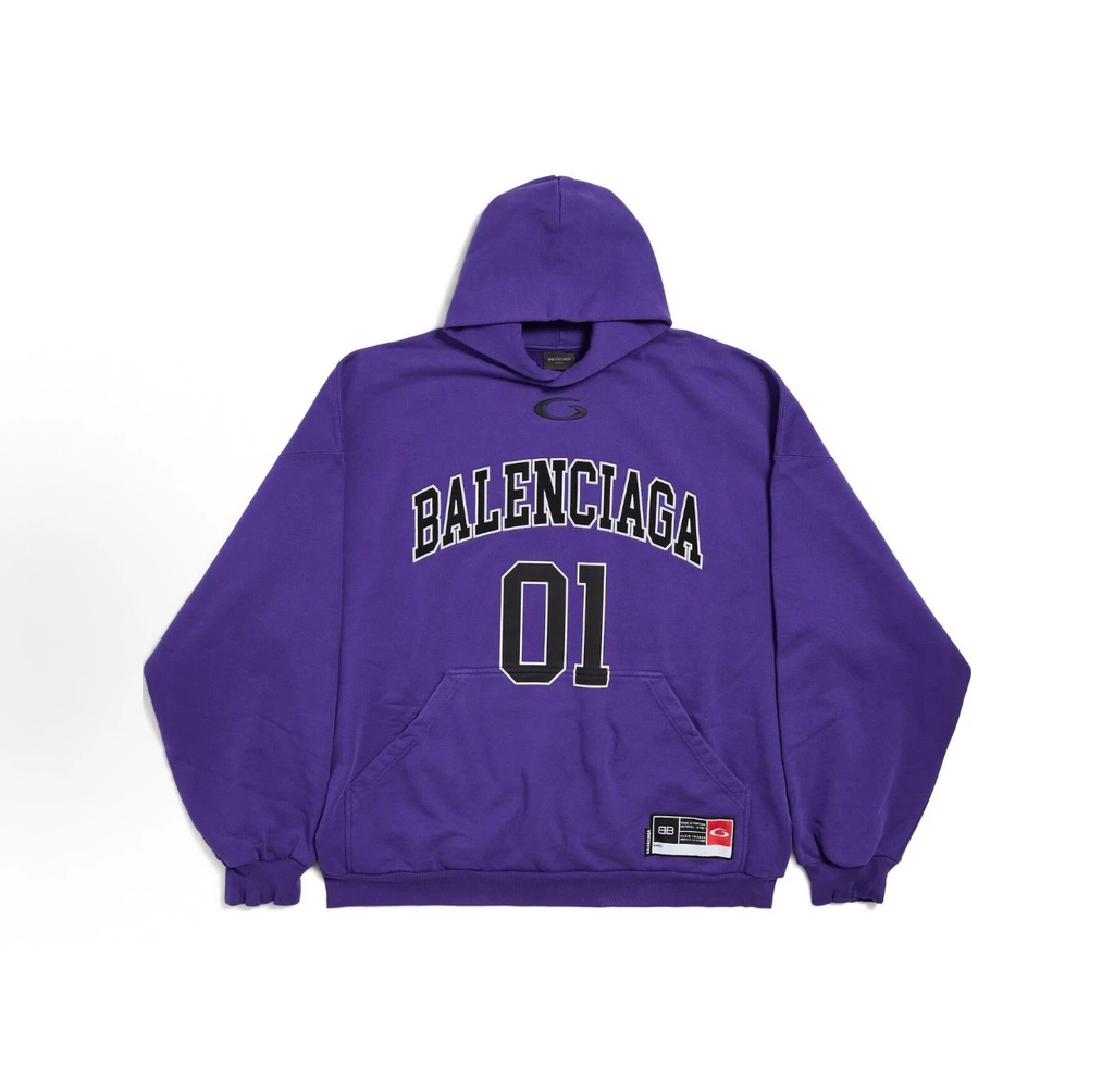 Balenciaga 01 Varsity Hoodie Unisex Purple
