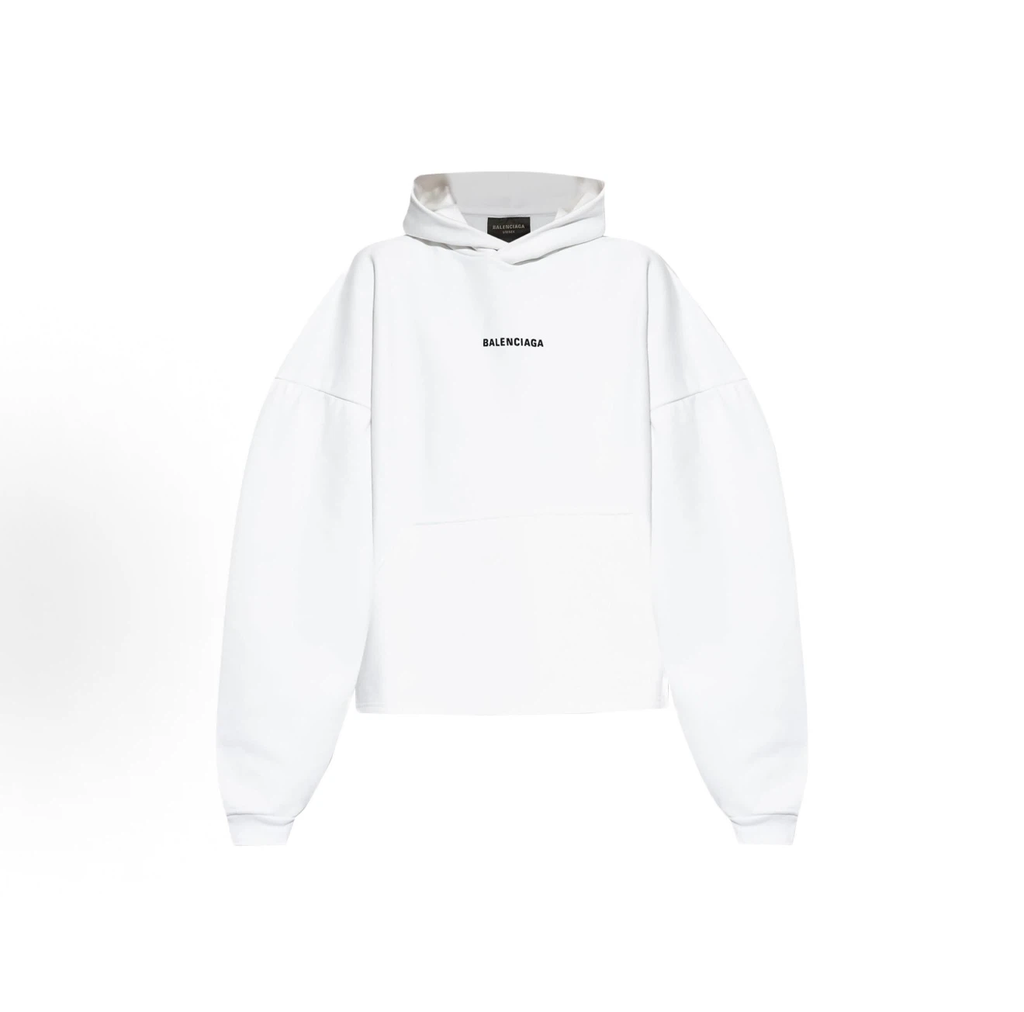 Balenciaga Embroidered Logo Oversized Hoodie White Unisex