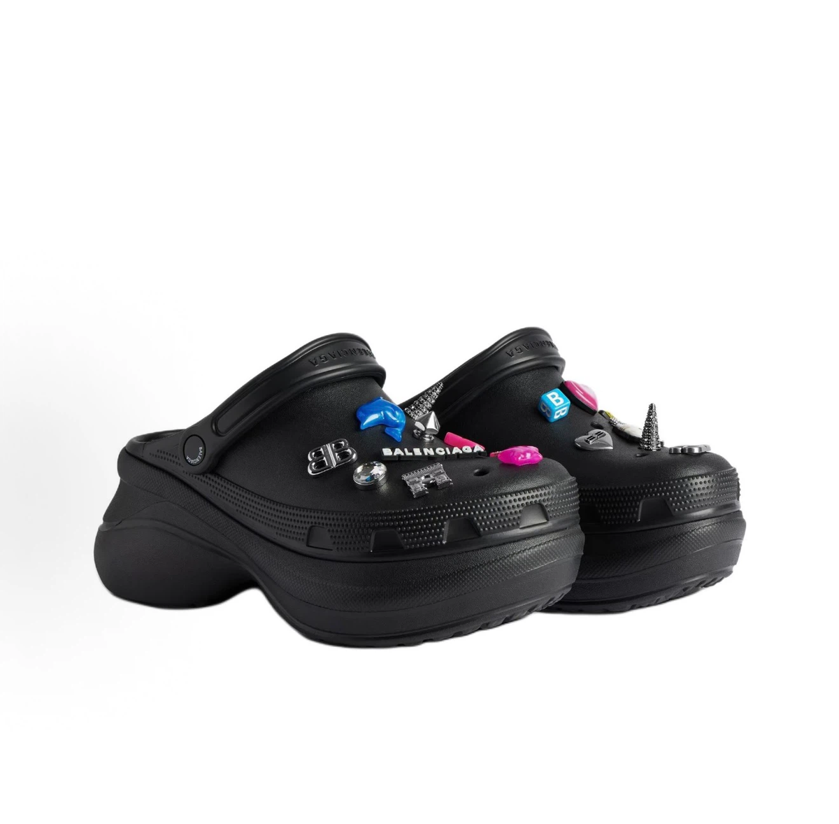 Balenciaga × Crocs Black Platform Mule Clogs