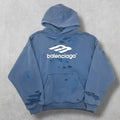 Balenciaga Washed Destruction Printed Logo Hoodie  Women
