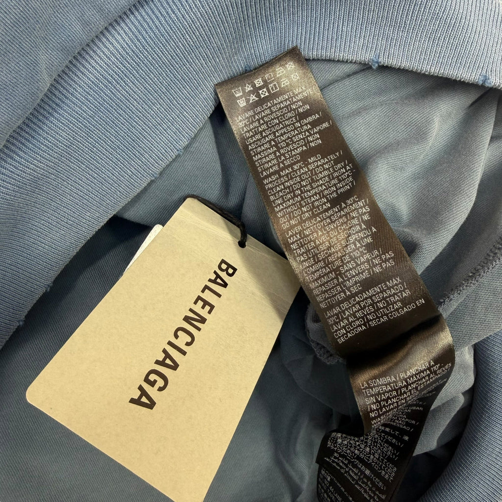 Balenciaga Washed Destruction Printed Logo Hoodie  Women
