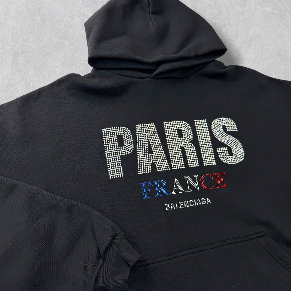 Balenciaga Paris Strass Cropped Hoodie  Women
